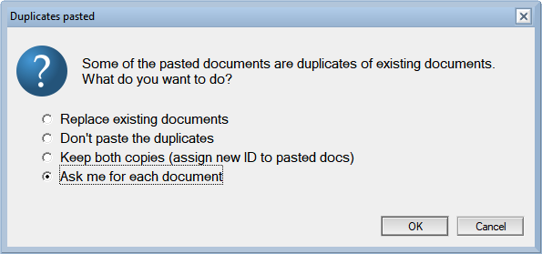 Dialog displays choices pertaining to a set of documents plus an "ask me for each" choice.